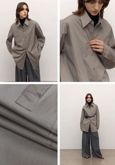 High-Density Nylon Cotton Drapes Stylish All-Match Silhouette Shirt