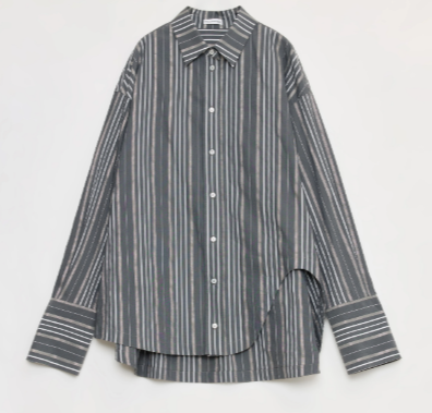Casual Asymmetric Slanted Front Two-Wear Striped Long Sleeve Shirt