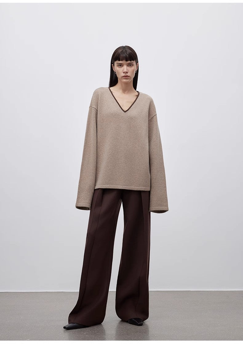 Imported Wool Pleated High-Waisted Straight-Leg All-Match Slimming Suit Trousers