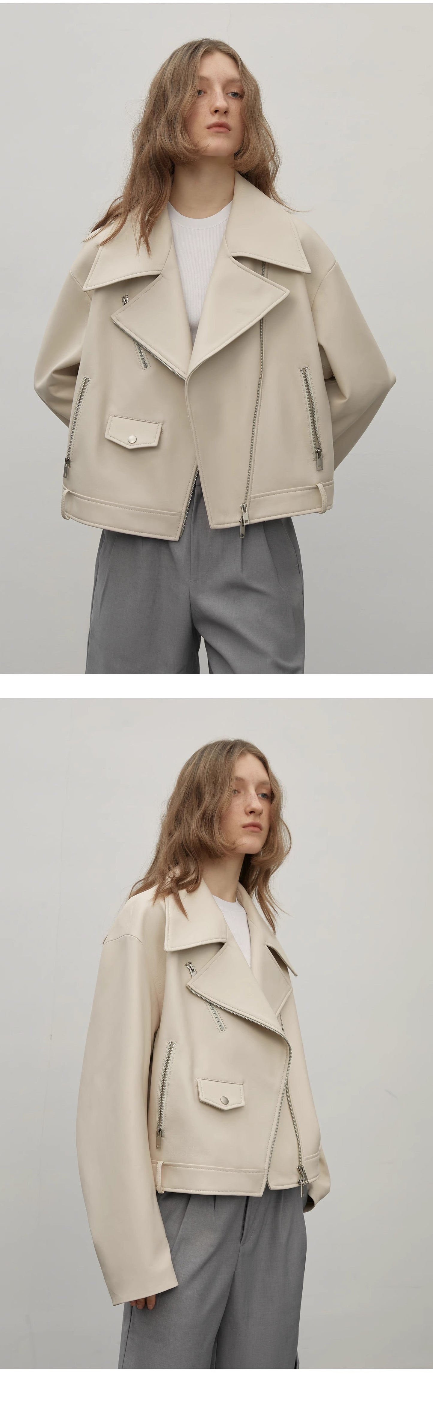 Motorcycle Sheep Leather Jacket Women's Genuine Leather Jacket "Retro Film"