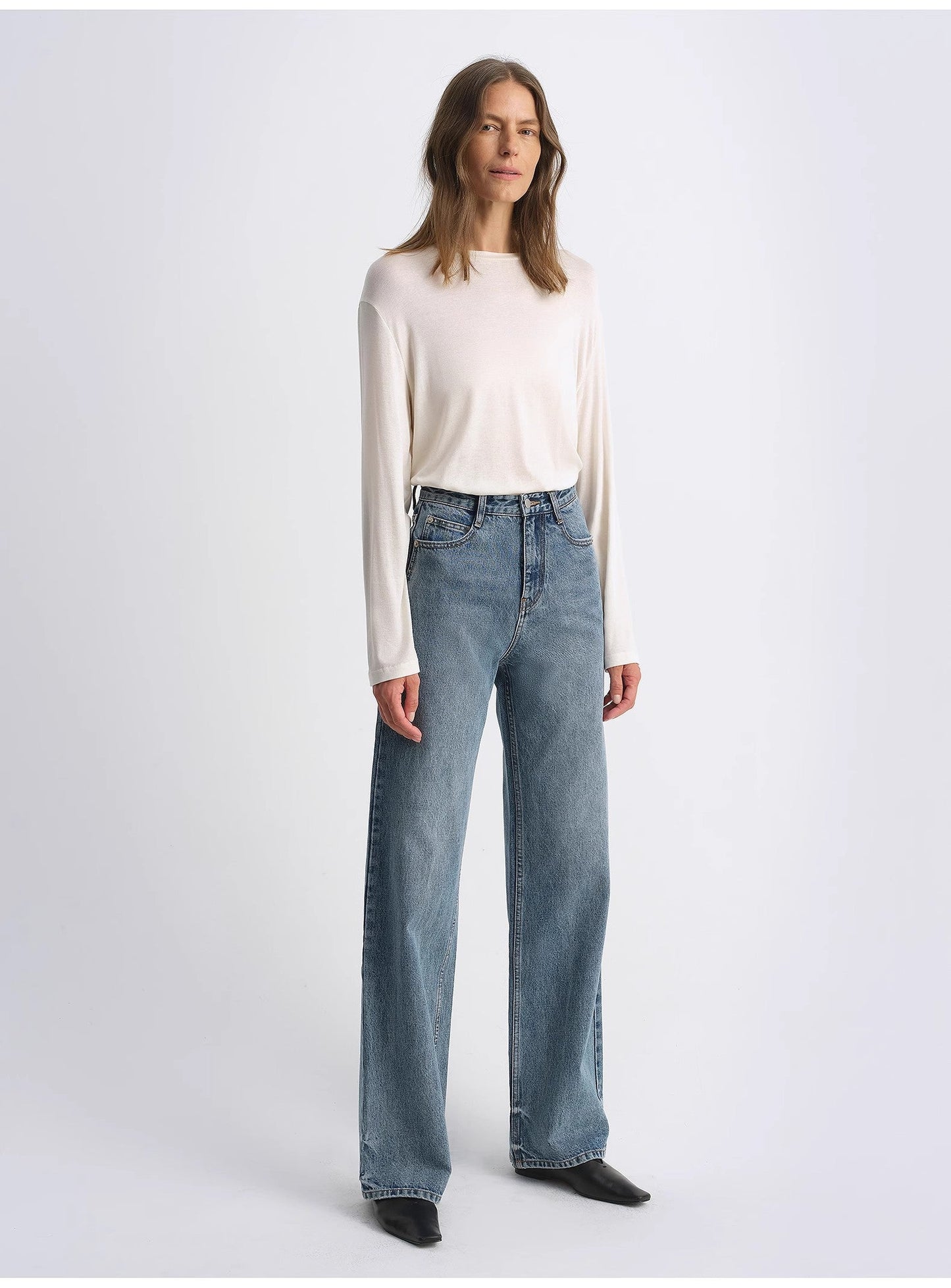 Classic Retro Old Money Style, Washed Organic Cotton, Retro Straight Slim Jeans