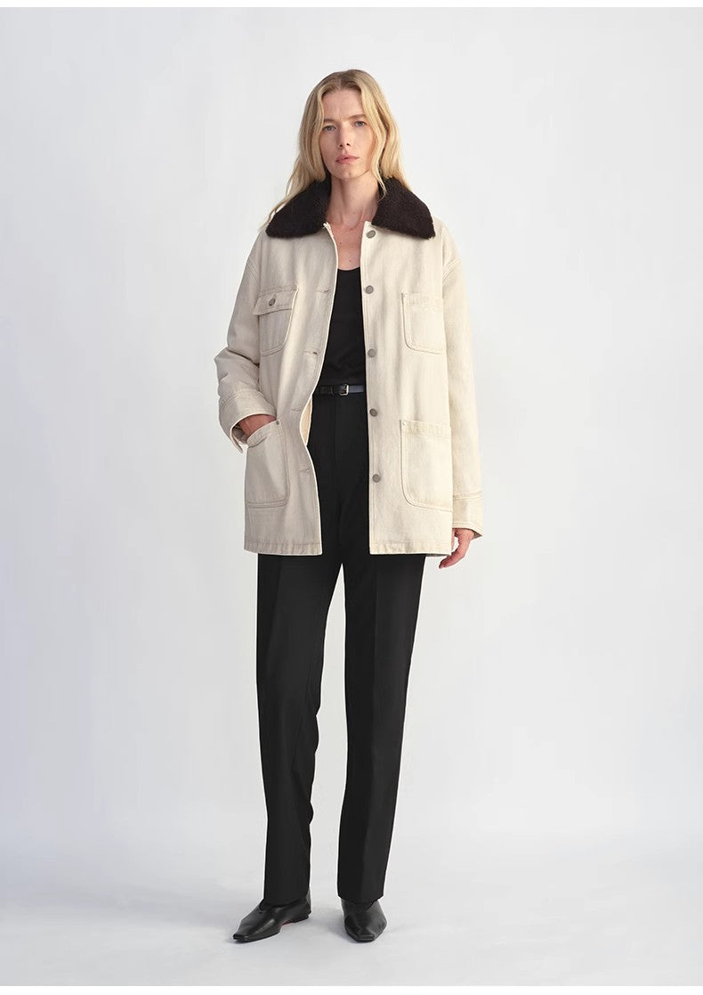 Fireladyfur Women's Goose Down Detroit Jacket With Merino Wool Collar