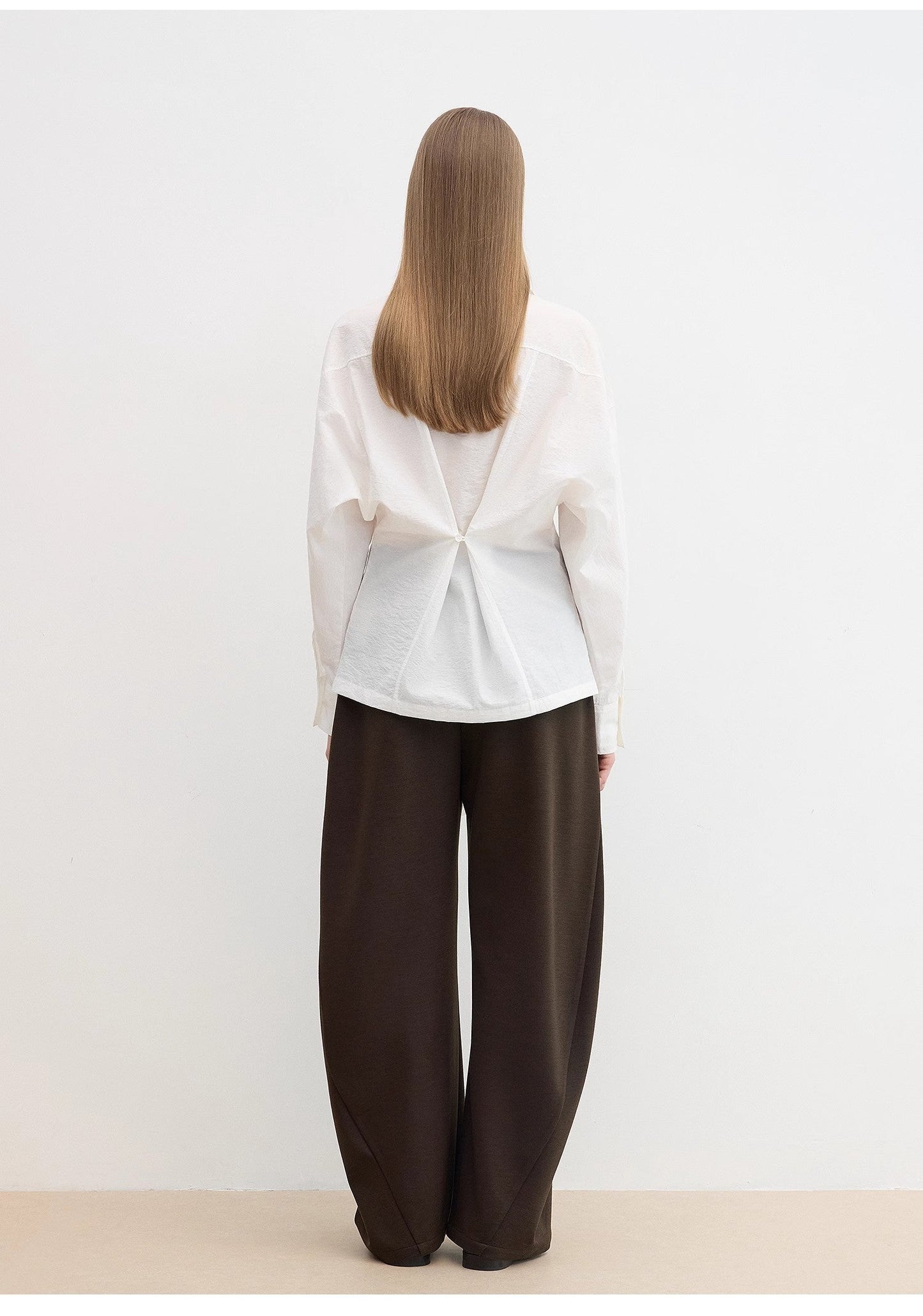 Wool Blended High Waist Curved Scimitar Casual Pants for Women