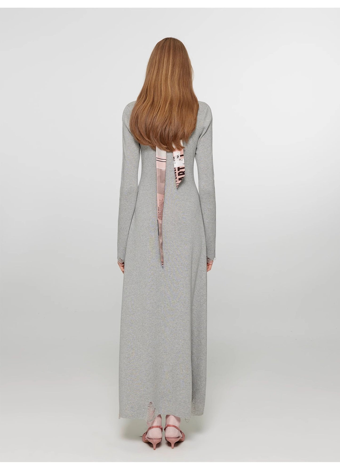 "Spring Muse" Merino Wool / Exquisite Polo Collar Waist-Cinching Knit A-Line Dress for Women