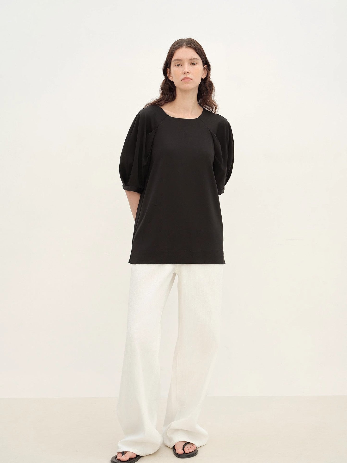 Puff Sleeve Straight Short Sleeve