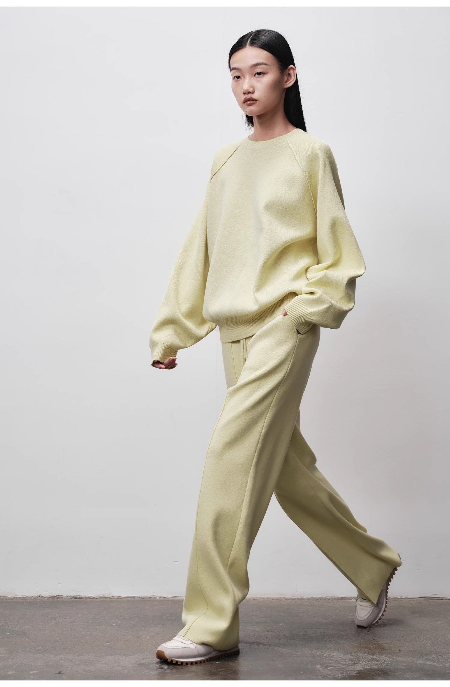 "Winter Morning Sunshine" French Lazy Style Wool Blend Design Loose Slimming Knit Casual Pants for Women