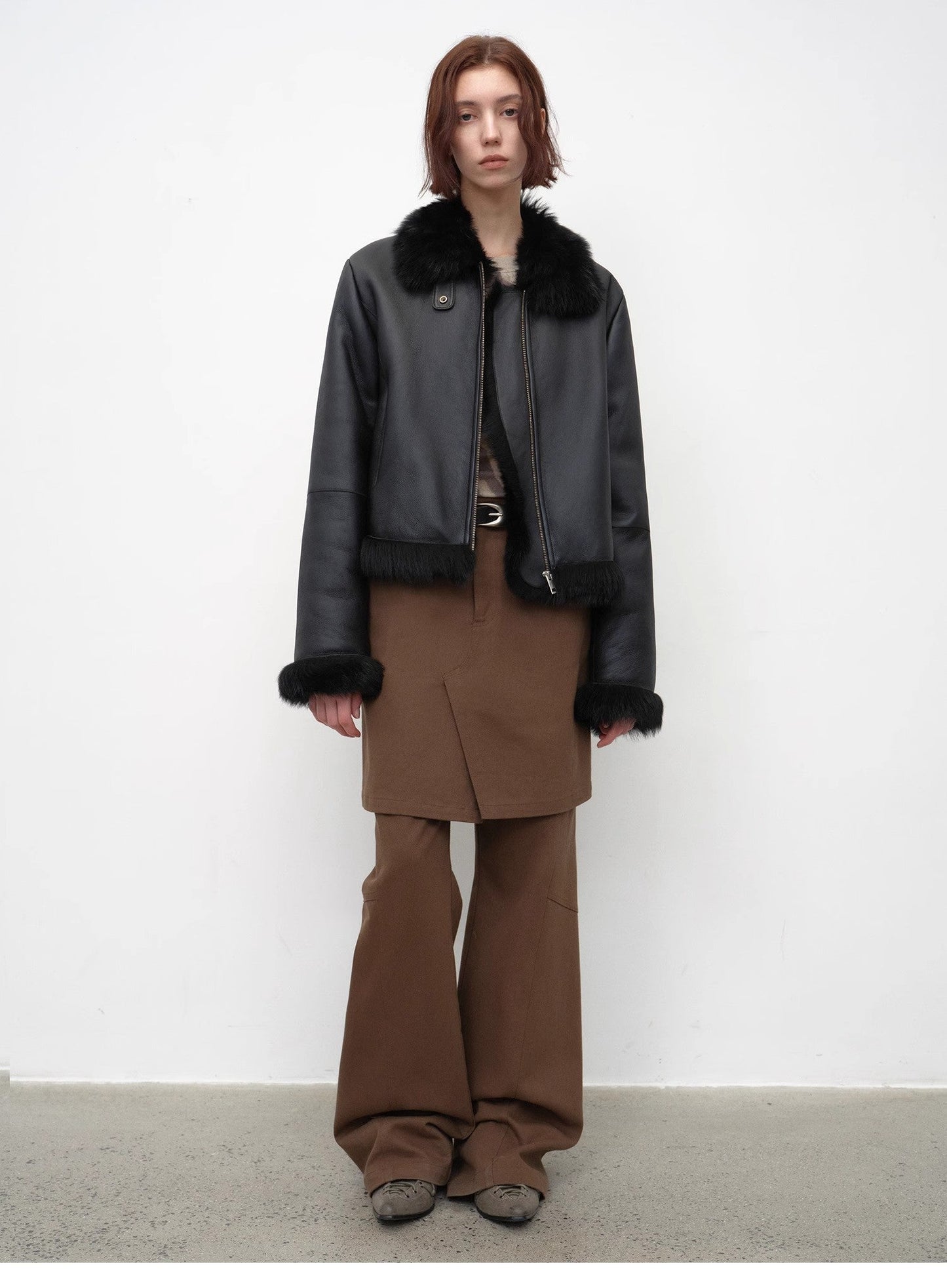 "Luxury and Elegance" Motorcycle Style Tuscan Sheepskin Short Fur Coat for Women