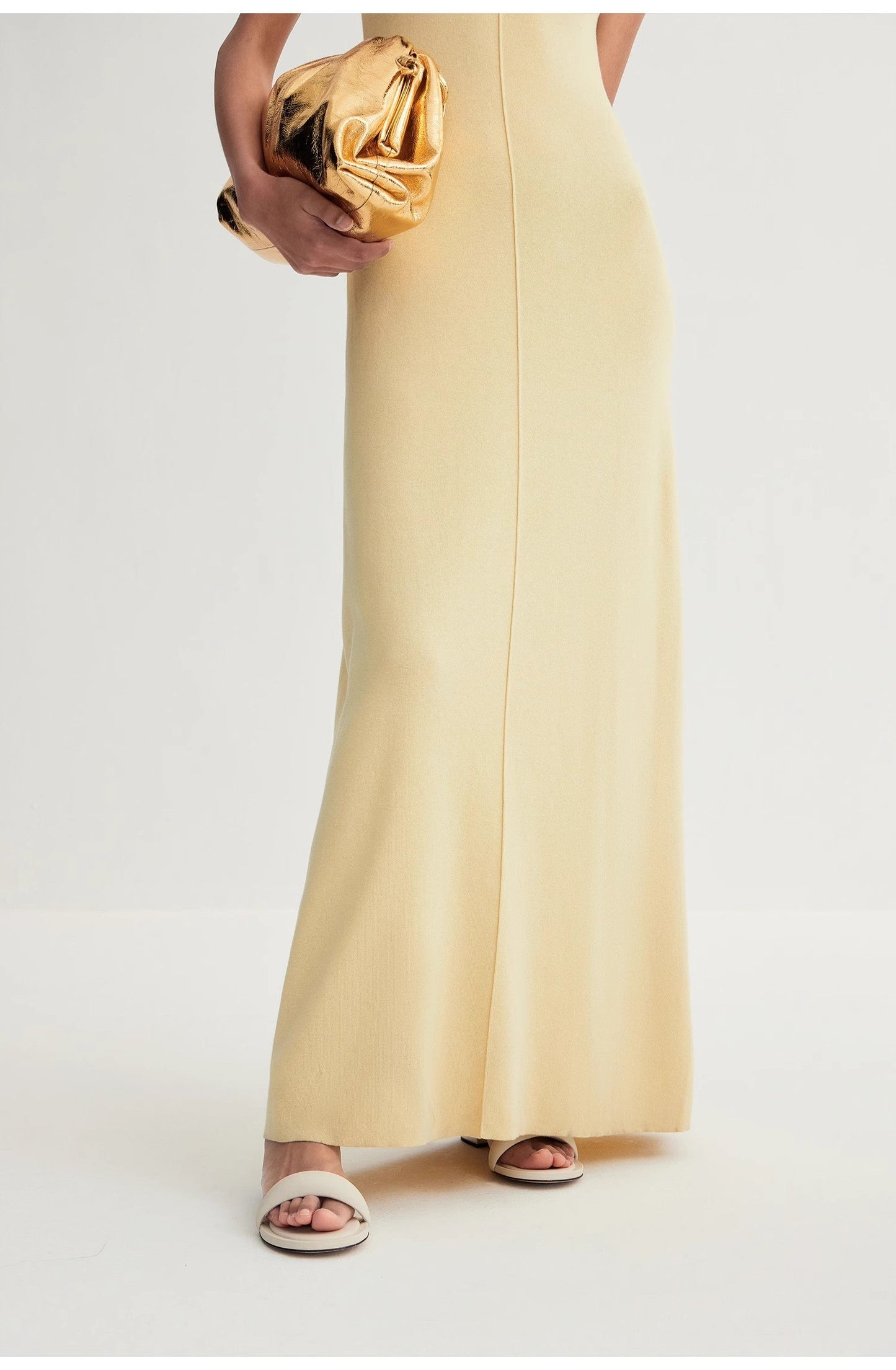 Limited Edition Baslan Merino Wool Extra Long Sleeveless Lazy Knit Dress