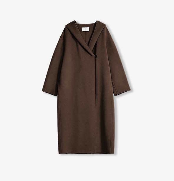 "Magic World" Hooded Cape Cashmere Australian Wool Double-Faced Wool Coat