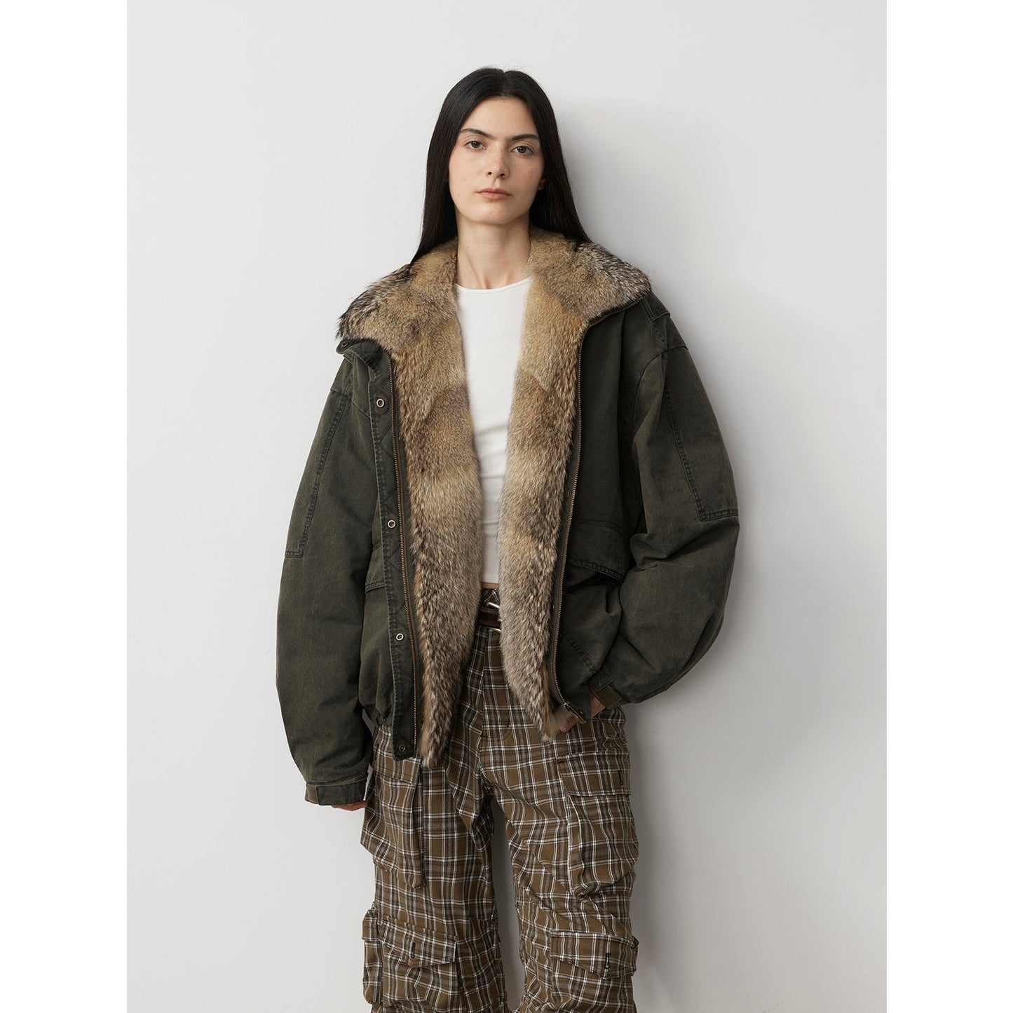 Fireladyfur Women's Fashion Goose Down Parka With Fox Fur Collar“City Cruise”