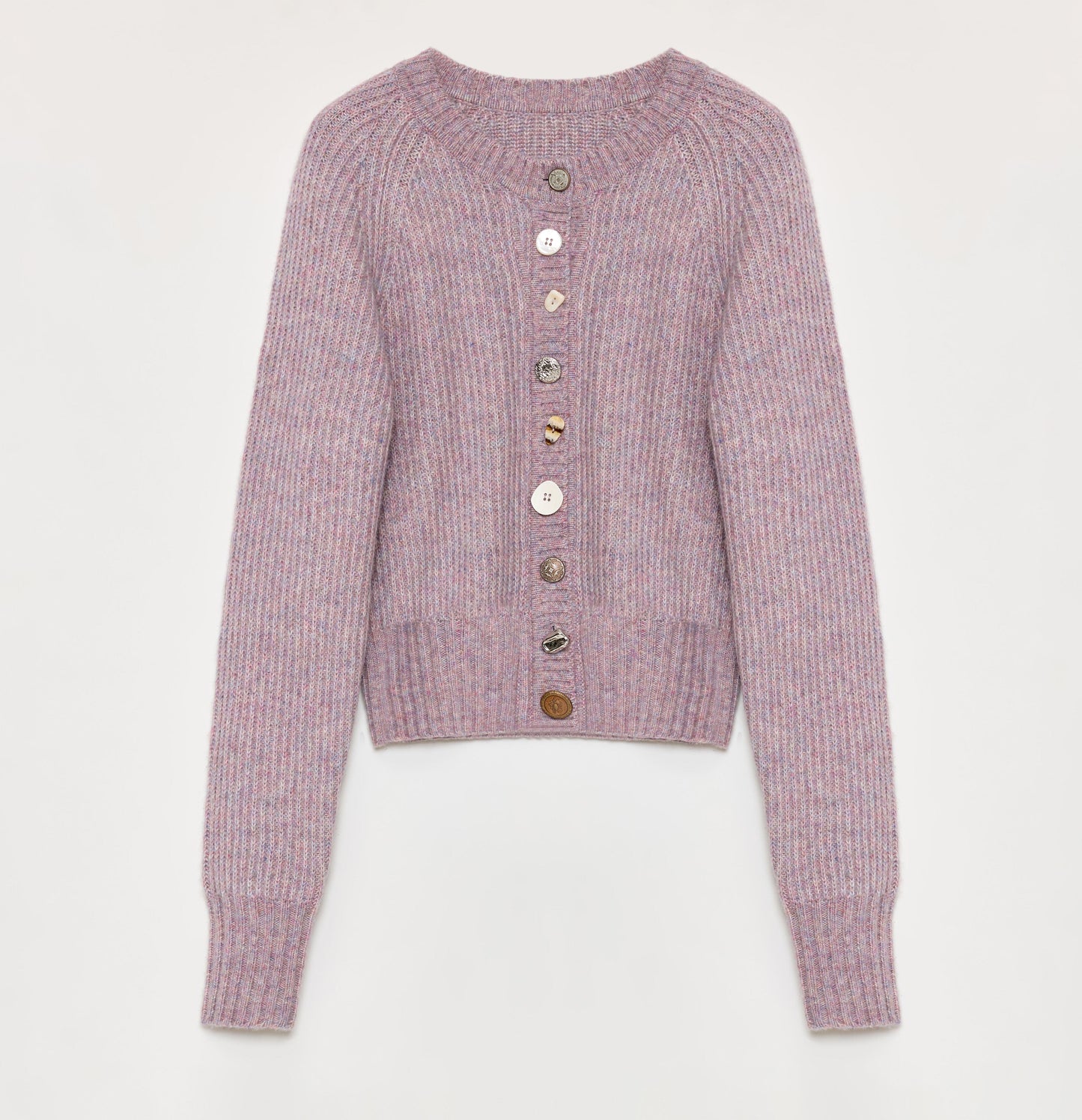 "Hokkaido Weaving Love" Wool Blend Crew Neck Cardigan Top