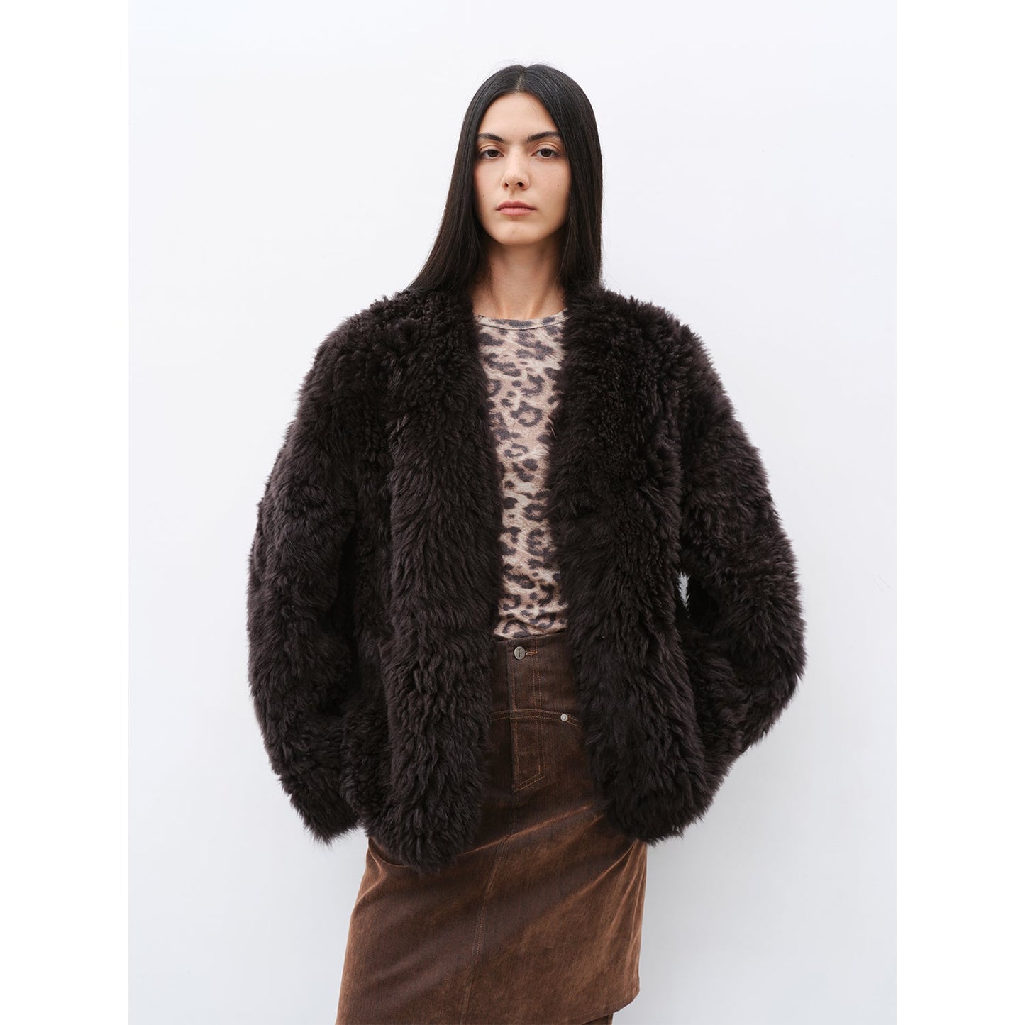 Fireladyfur Women's Black Sheepskin Jacket With Tuscan Fur"My Little Curly"
