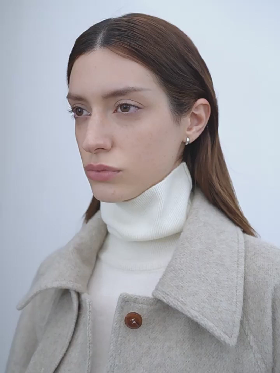 Fireladyfur Women's Raglan Sleeve Double-Layer Collar Wool Coat"Moonlit Veil"