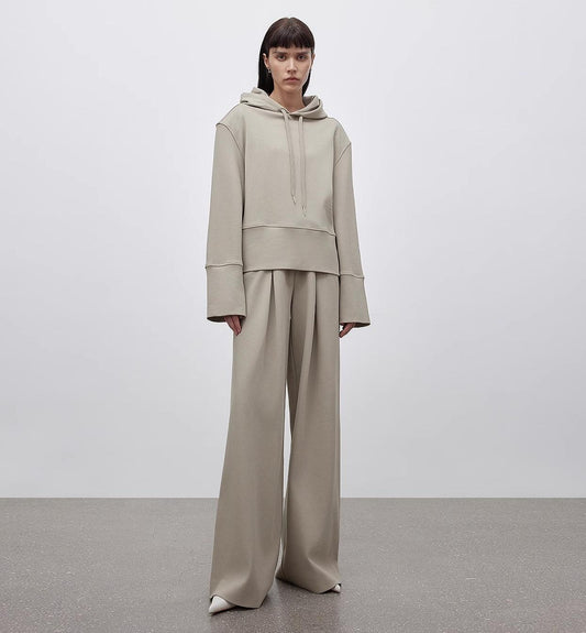 Short Hooded Sweatshirt, Autumn and Winter Casual Sweatpants With Straight-Leg