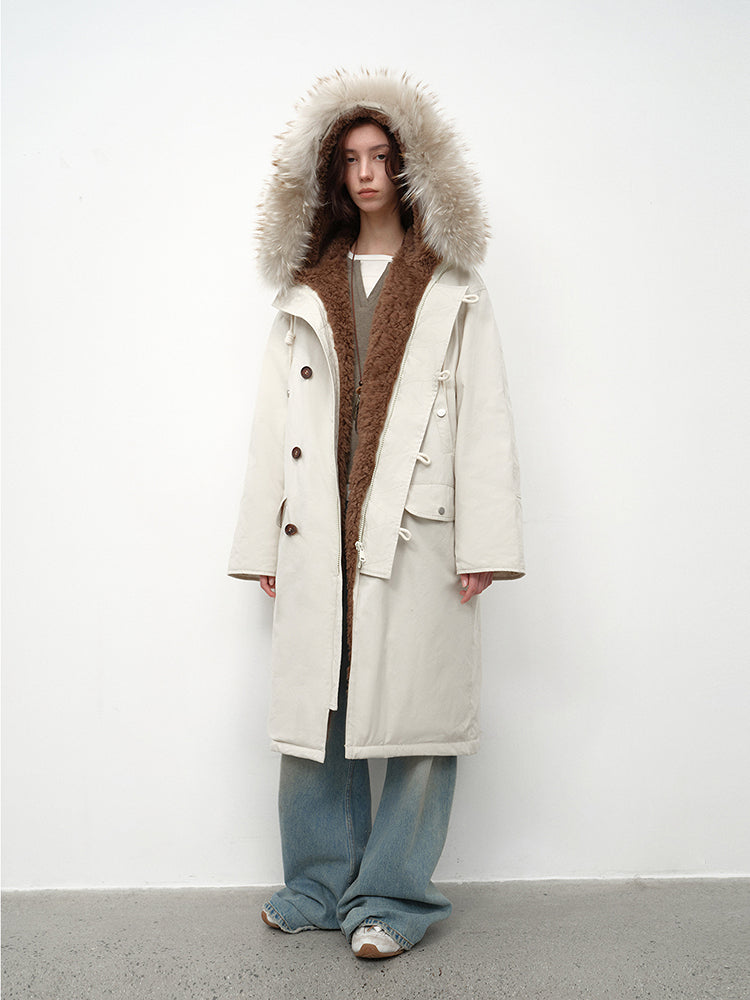 Fireladyfur Women's 90 Duck Down Parka With Raccoon Fur Collar“Manchester City Old Stories II”