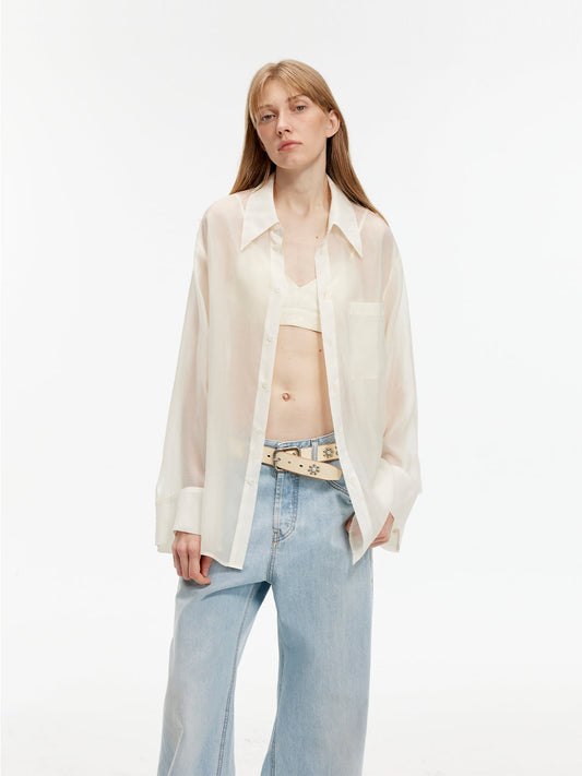 Wave Relaxed Cupro-Amino Sun-Proof Shirt“Hazy Spring”