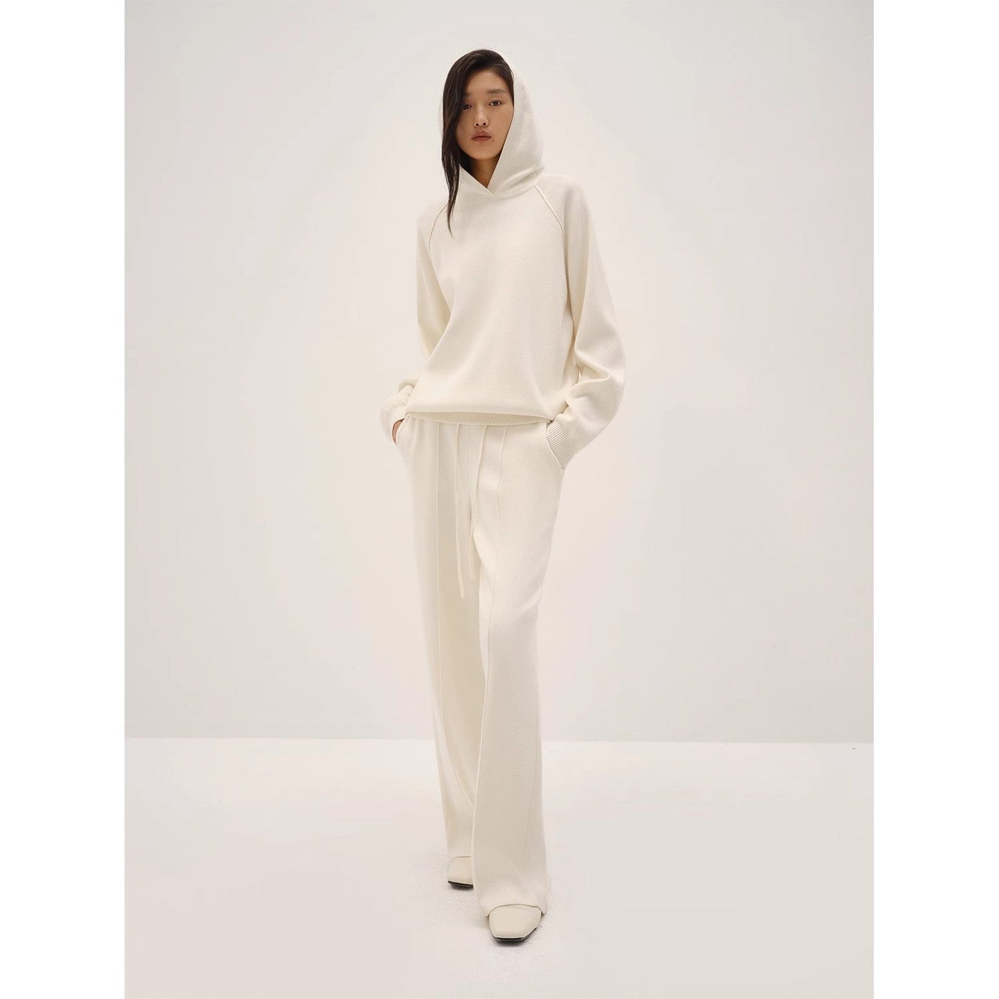 French Lazy Style Wool Blend Design Loose Slimming Knit Casual Pants for Women