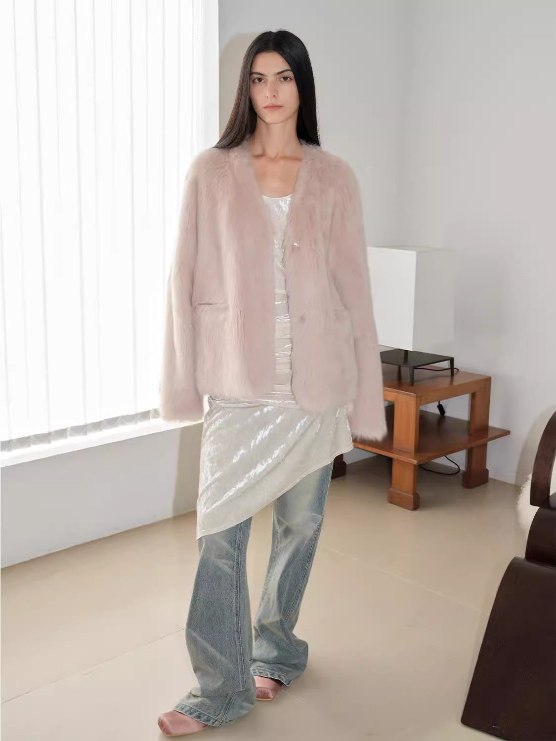 Babylon Phantom Nights Tuscan Sheepskin Pink Coat