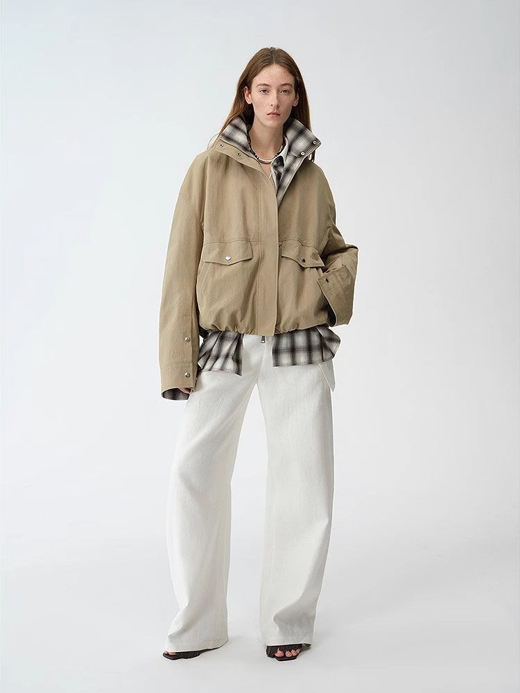 Fireladyfur Women's Retro Plaid Cotton Short Jacket | Loose Fit "Monsoon Climate"