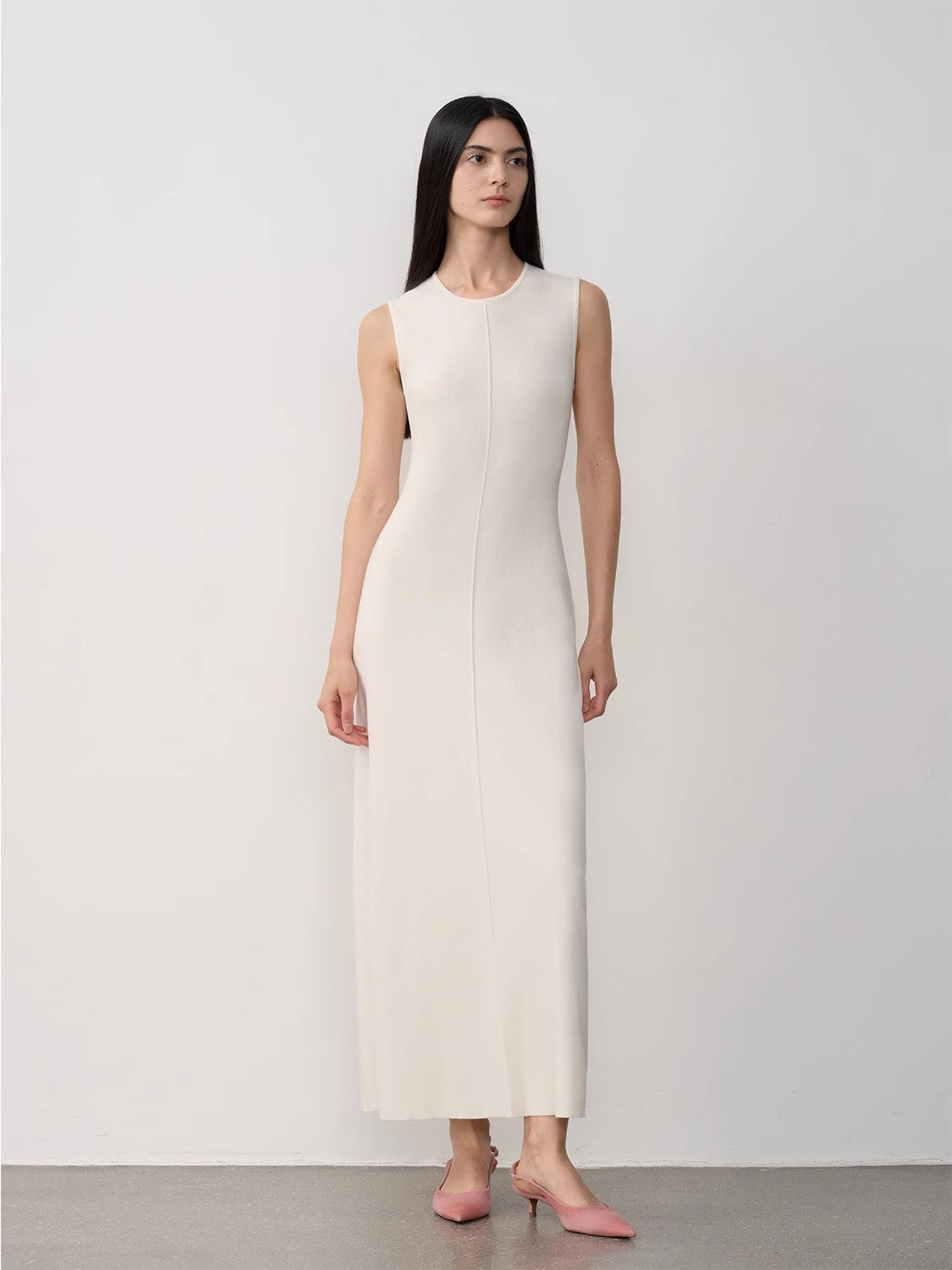 Limited Edition Baslan Merino Wool Extra Long Sleeveless Lazy Knit Dress