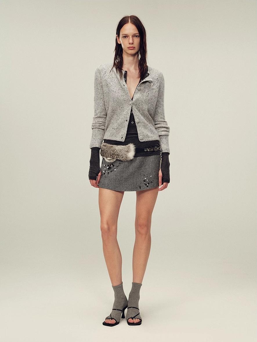 Original Heavy Paisley Embroidery Alpaca Blend Knitted Cardigan for Women "Spring Love Poem"