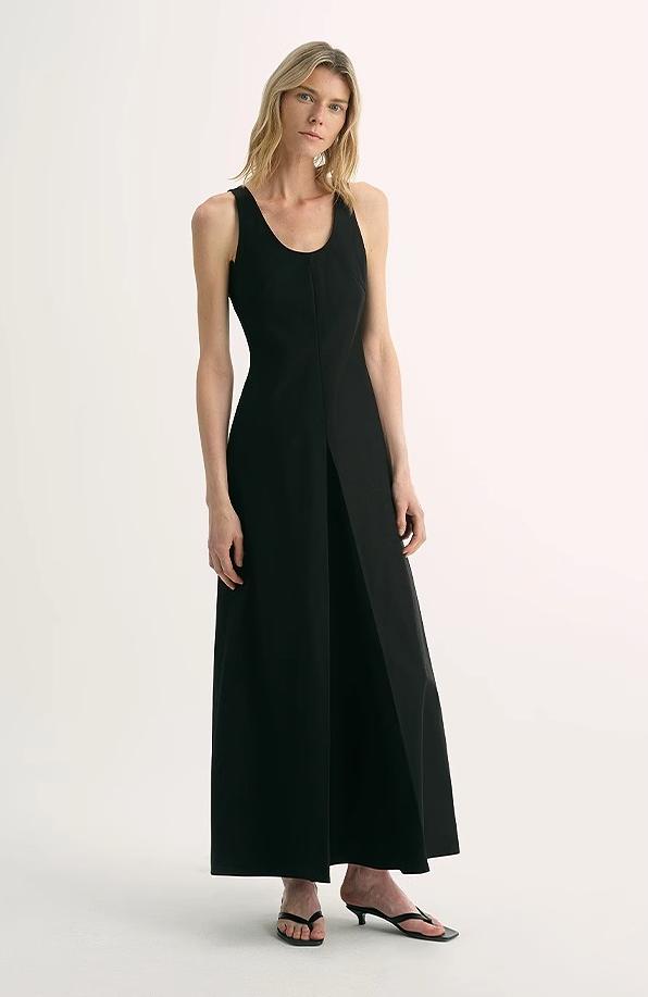 High Density Modal Mulberry Silk Insert U-Neck Vest Dress"Simple Love"