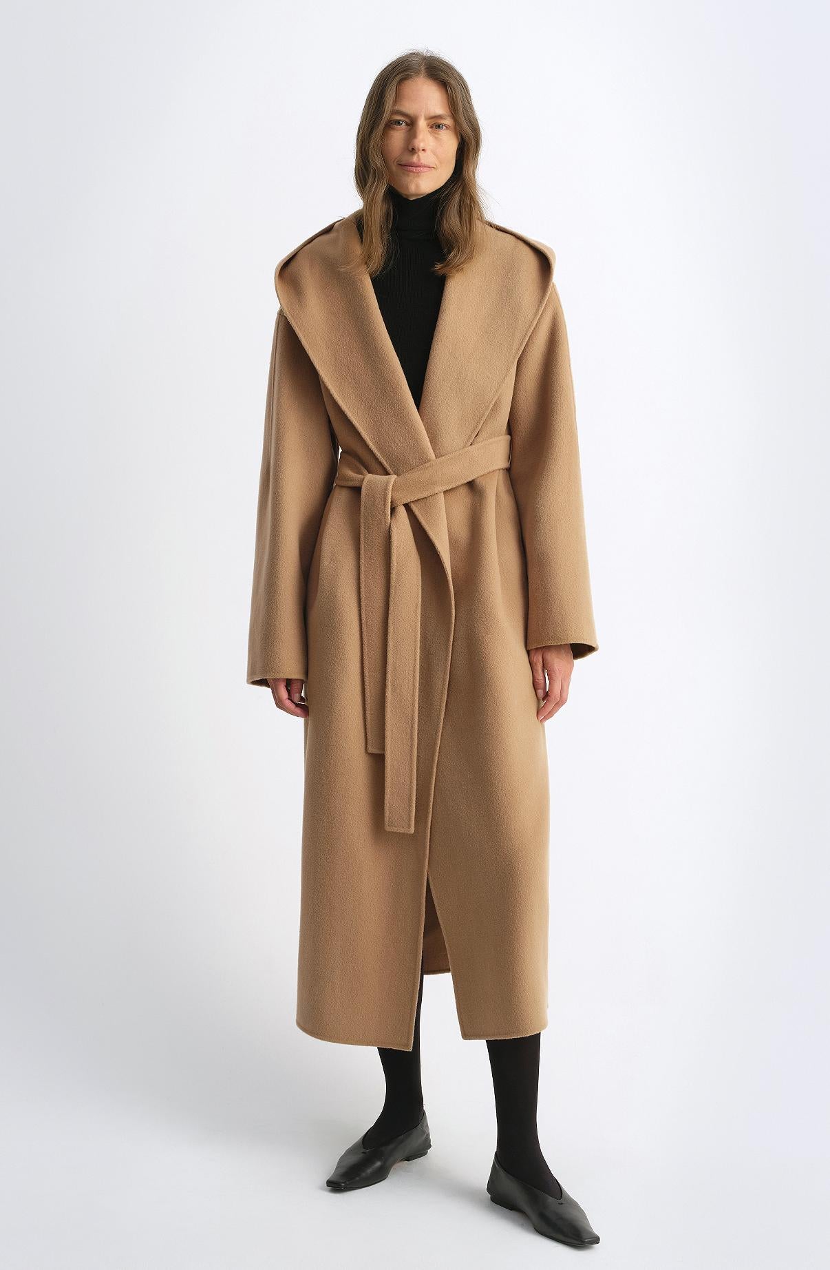 "Magic World" Hooded Cape Cashmere Australian Wool Double-Faced Wool Coat