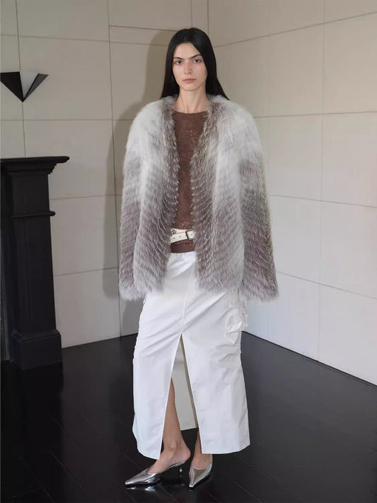 Yukino Dream Imported Colorful Fox Fur Coat From Finland