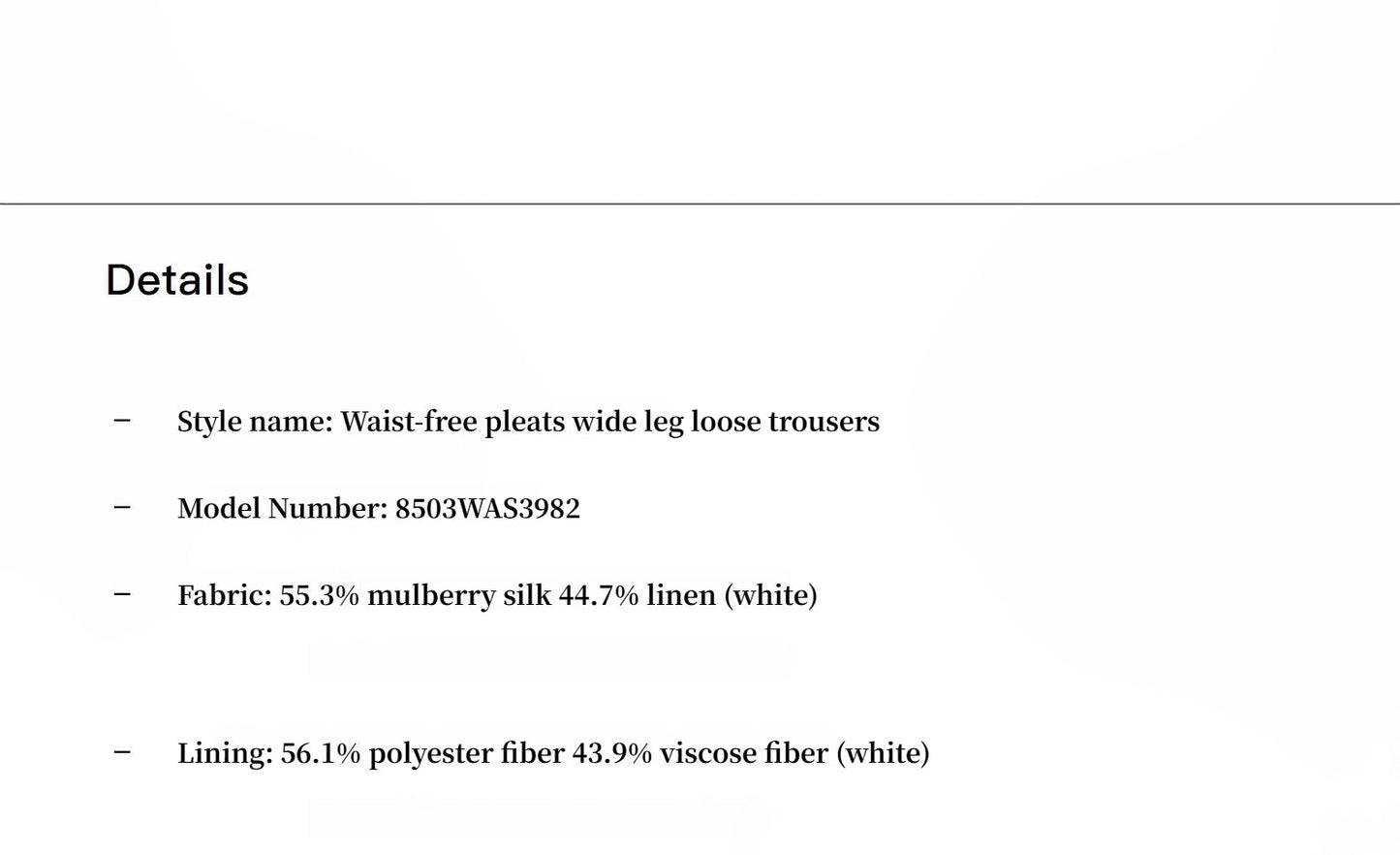 Silk Linen Waistless Three-Dimensional Pleated Wide-Leg Pants for Women