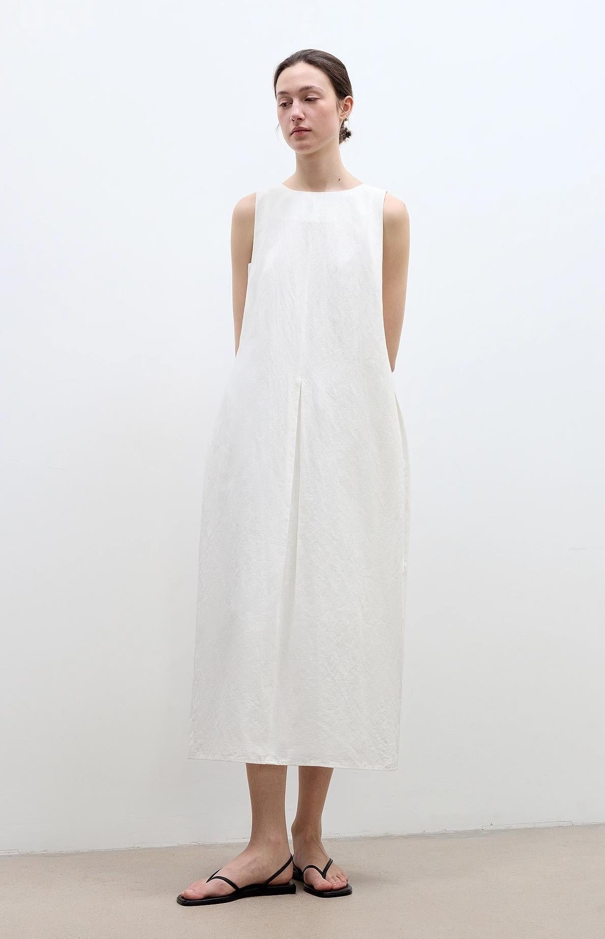 Three-Dimensional Hourglass Sleeveless Round Neck Loose Slim Dress for Women