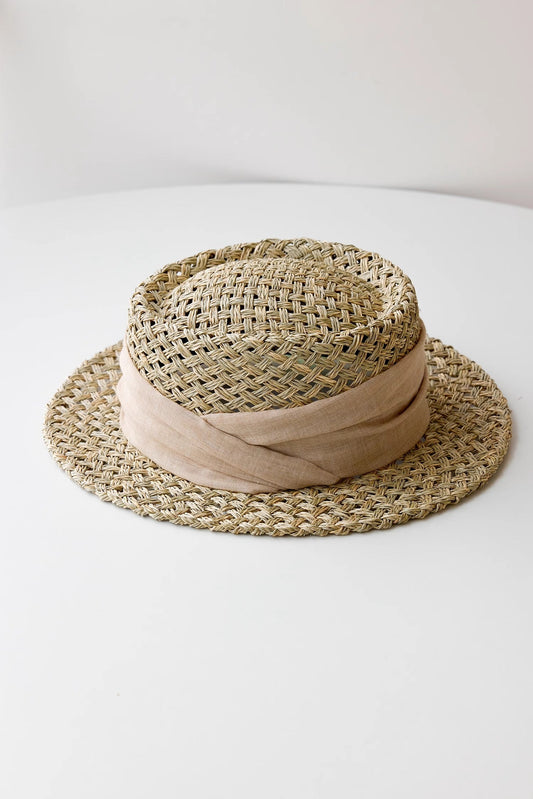 French Retro All-Match Salty Grass Woven Concave Top Sun Hat for Summer