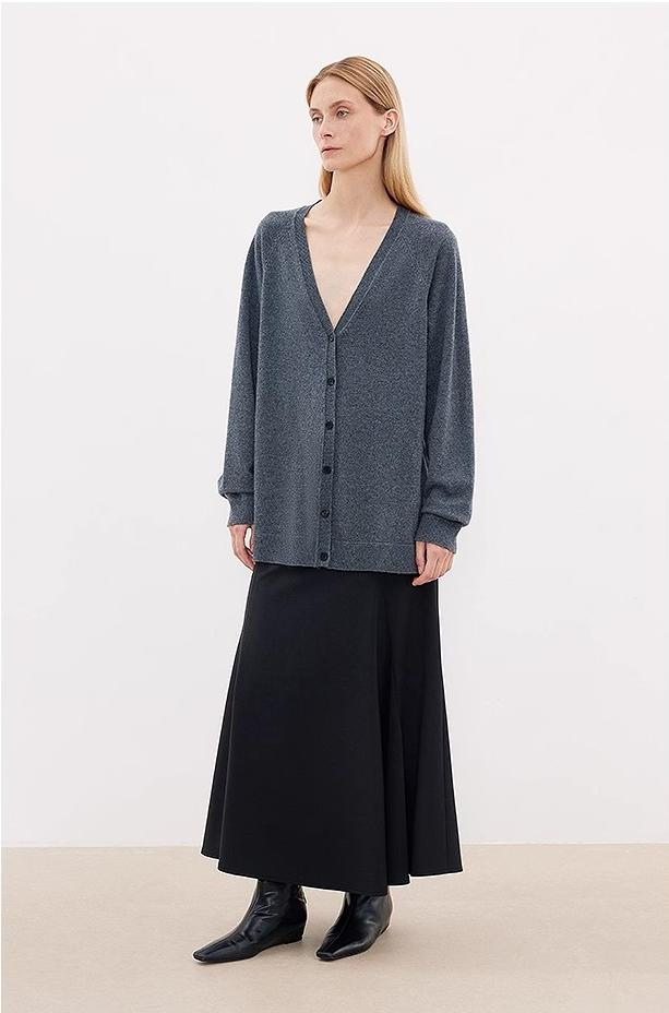 Australian Merino Wool Loose V-Neck Wool Knitted Cardigan