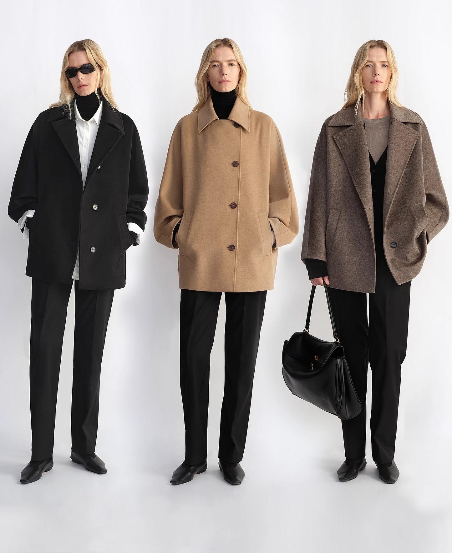 Women's Cashmere Wool Short Coat With Bat Sleeves"Fleeting Memories"