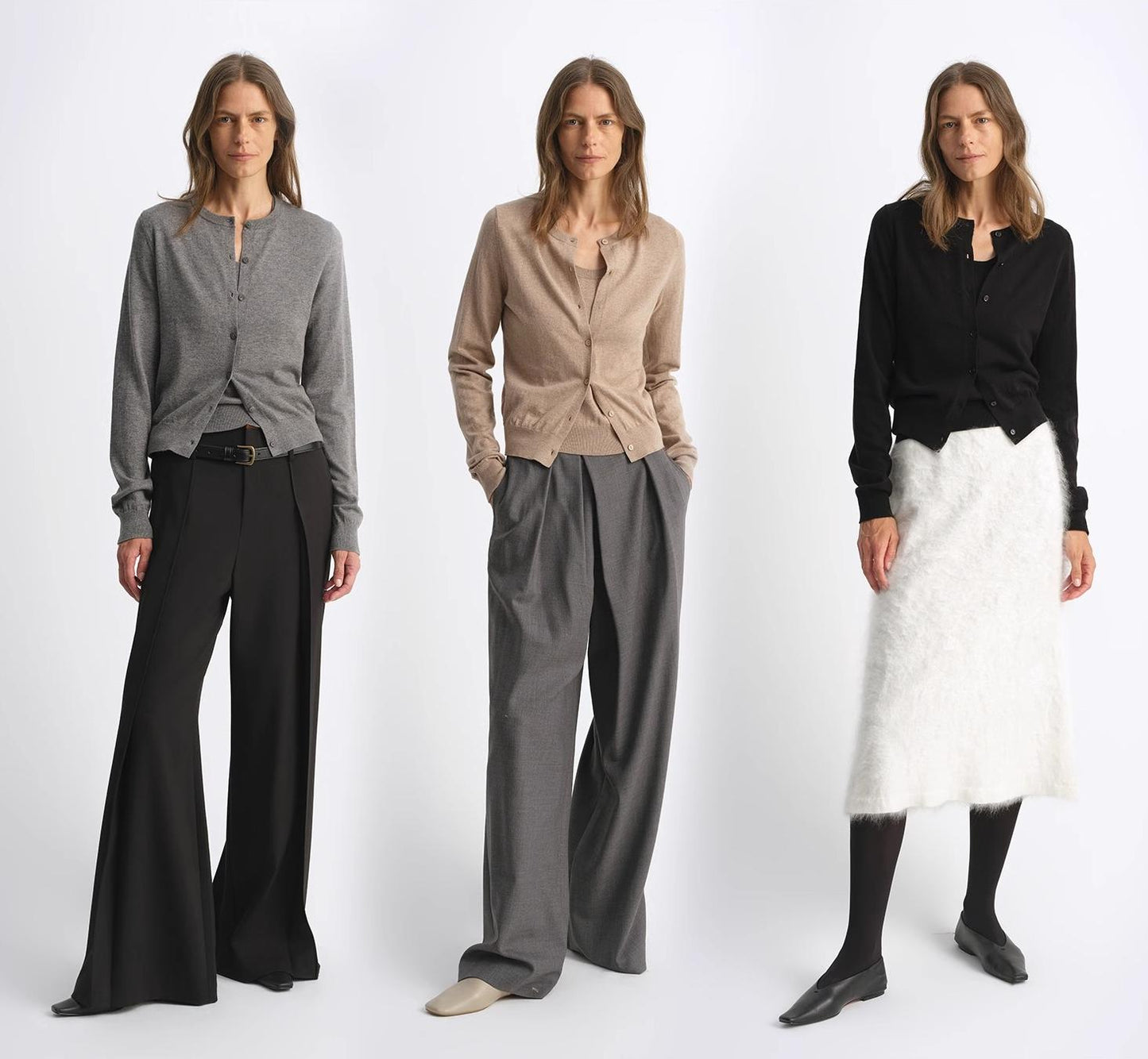 Machine Washable Round Neck Long Sleeve Knitted Wool Cardigan