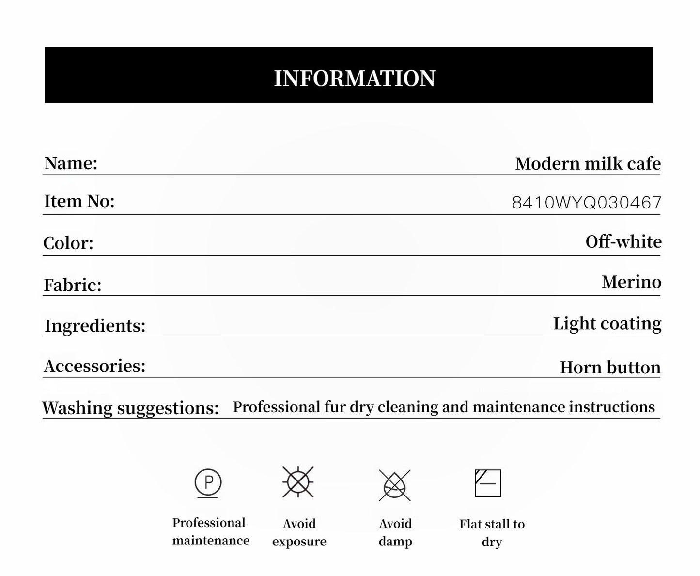 "Modern Milk Cafe" Imported Hill Fur Merino Sheepskin Fur Jacket