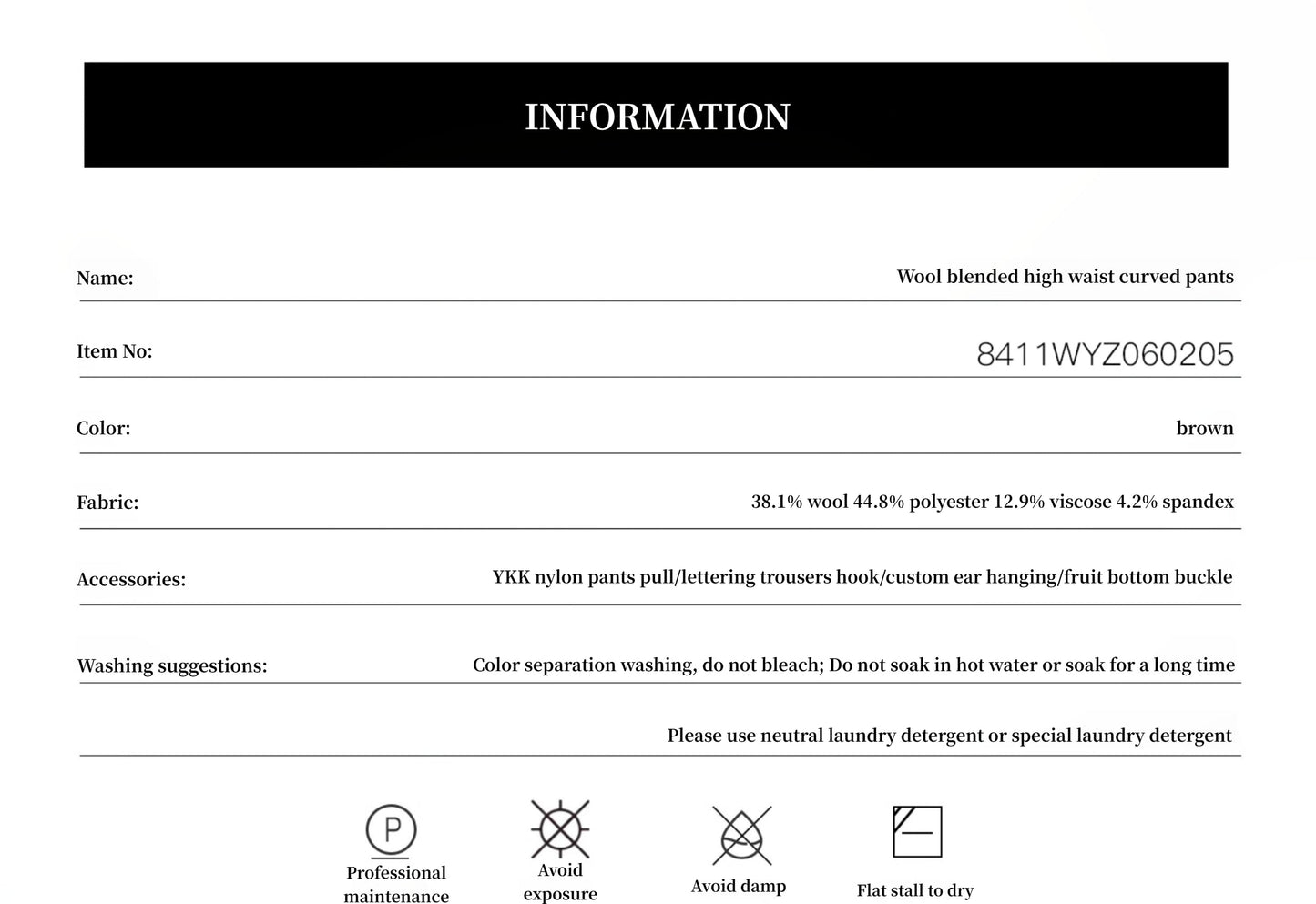 Wool Blended High Waist Curved Scimitar Casual Pants for Women