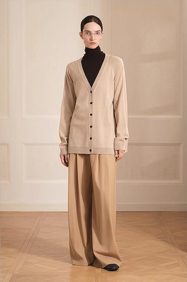 Australian Merino Wool Loose V-Neck Wool Knitted Cardigan