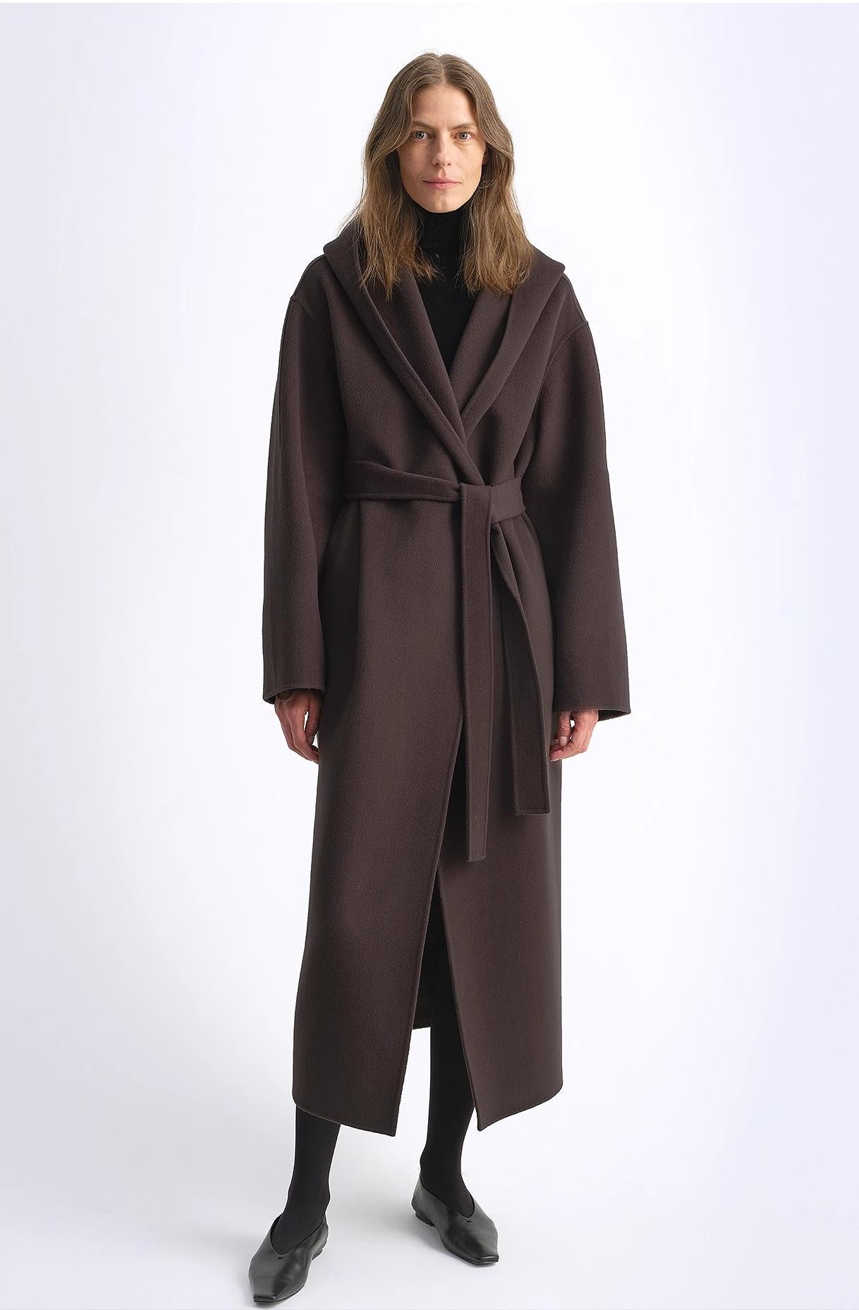 "Magic World" Hooded Cape Cashmere Australian Wool Double-Faced Wool Coat