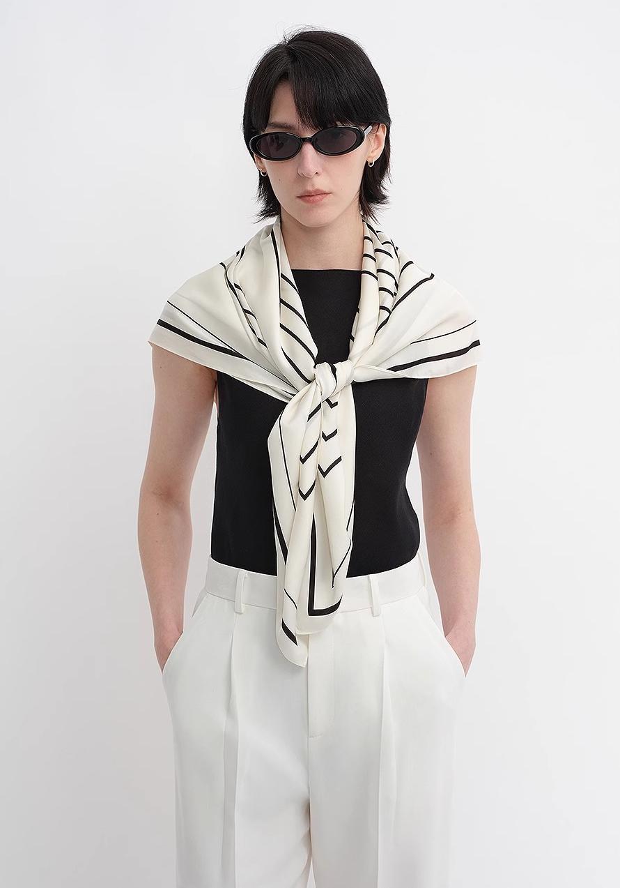 Stretch Silk Original Geometric Print Silk Scarf