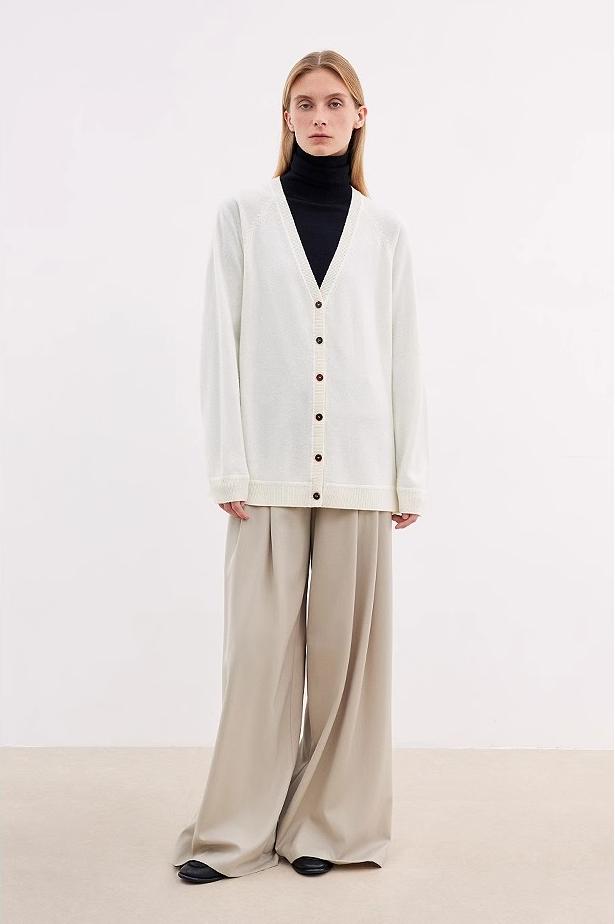 Australian Merino Wool Loose V-Neck Wool Knitted Cardigan