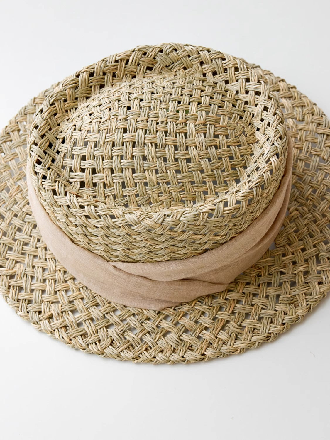 French Retro All-Match Salty Grass Woven Concave Top Sun Hat for Summer