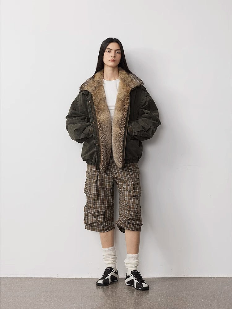 Fireladyfur Women's Fashion Goose Down Parka With Fox Fur Collar“City Cruise”