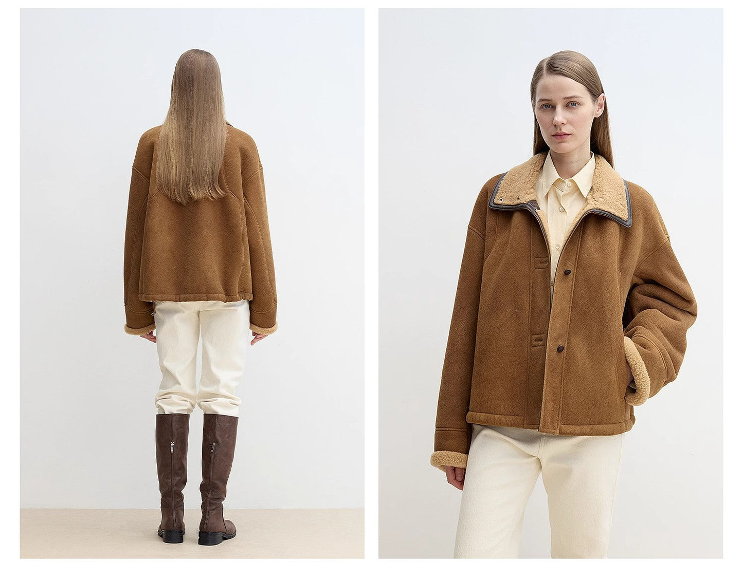 "Knight's Contract" Merino Wool Sheepskin Coat With Fur-Faced Stand-Up Collar