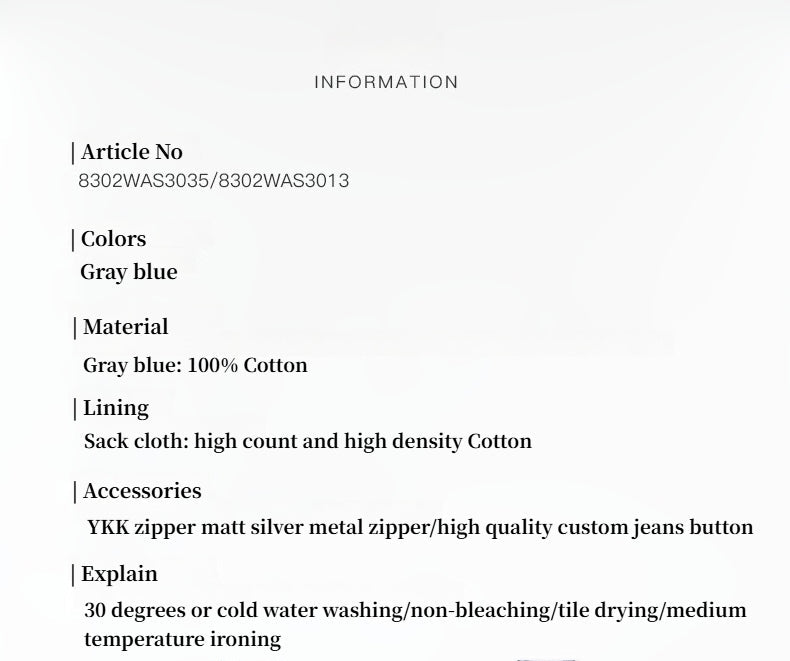 TOP Grade Long-Staple Cotton Basic Micro-Stacked Straight Jeans