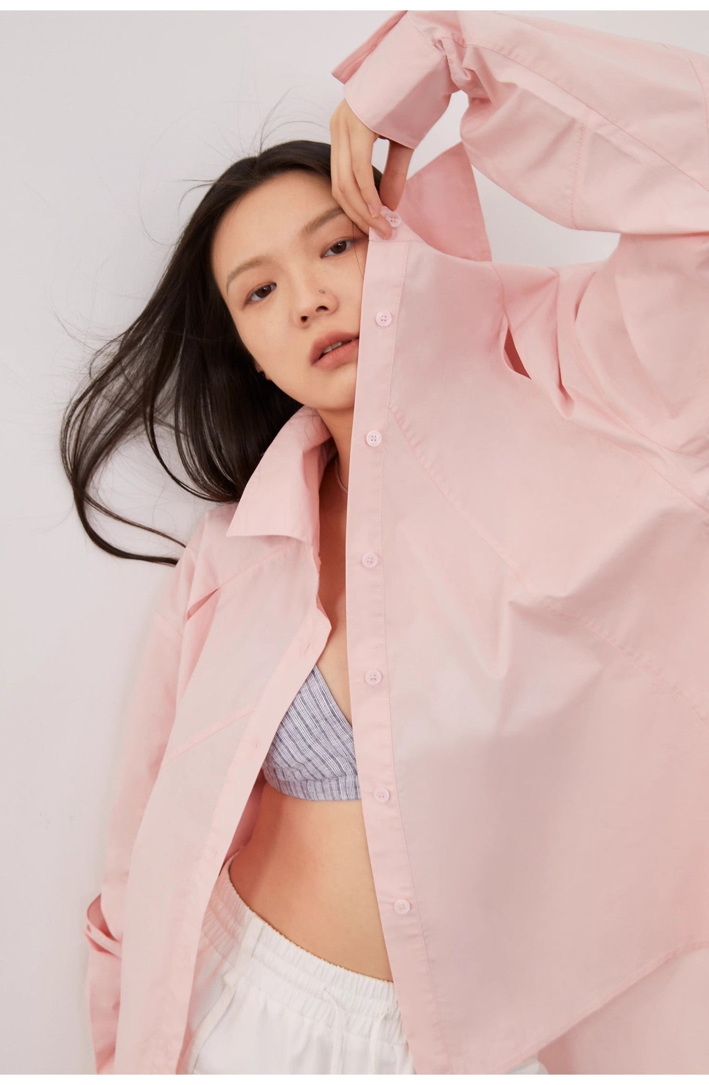 Striped Long-Sleeved Shirt Jacket Women's Loose Top