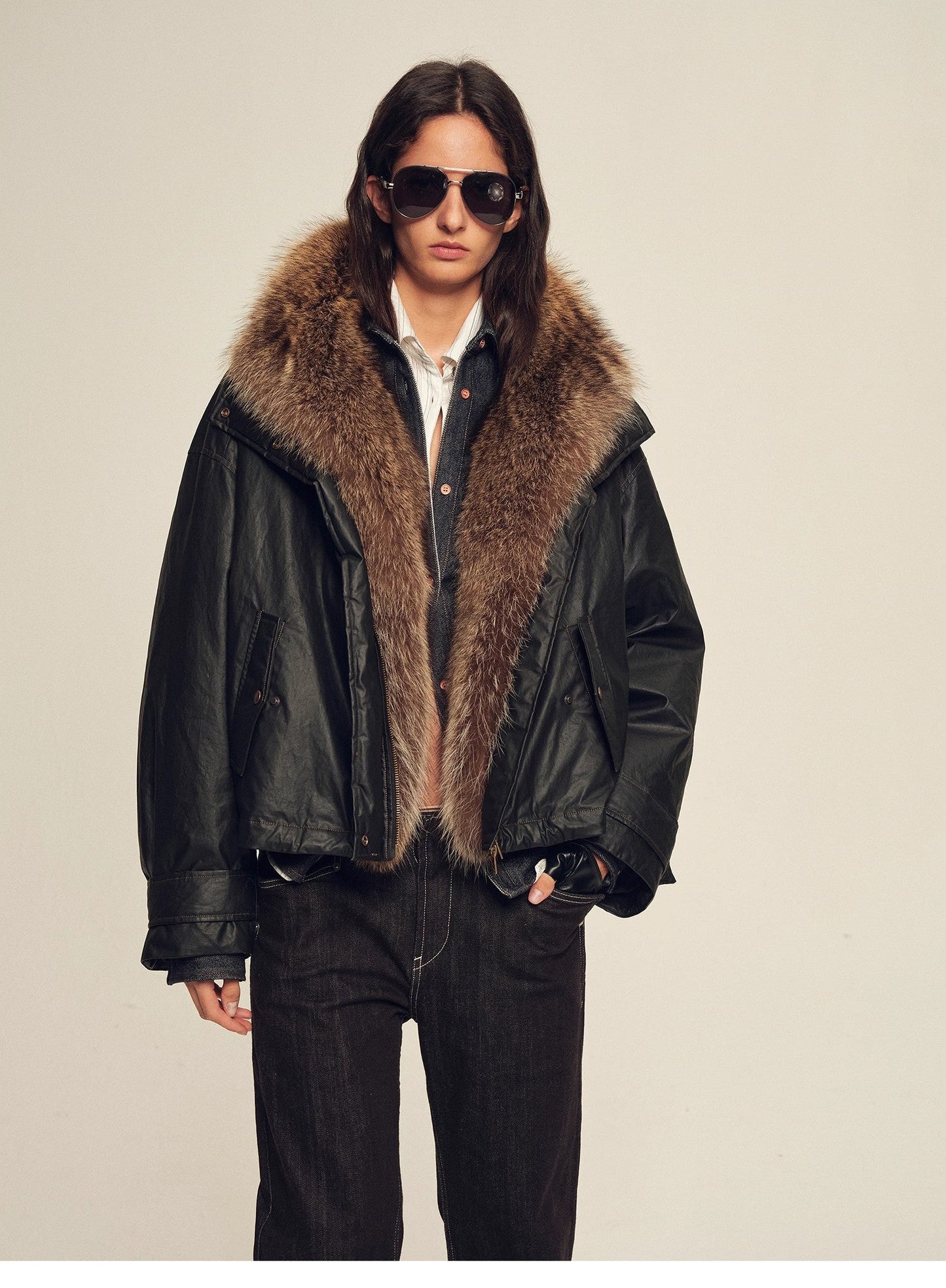 Firelady Fur Women's Down Fur Parka Coyote and Raccoon Fur Collar-“The Long Night Is Coming”