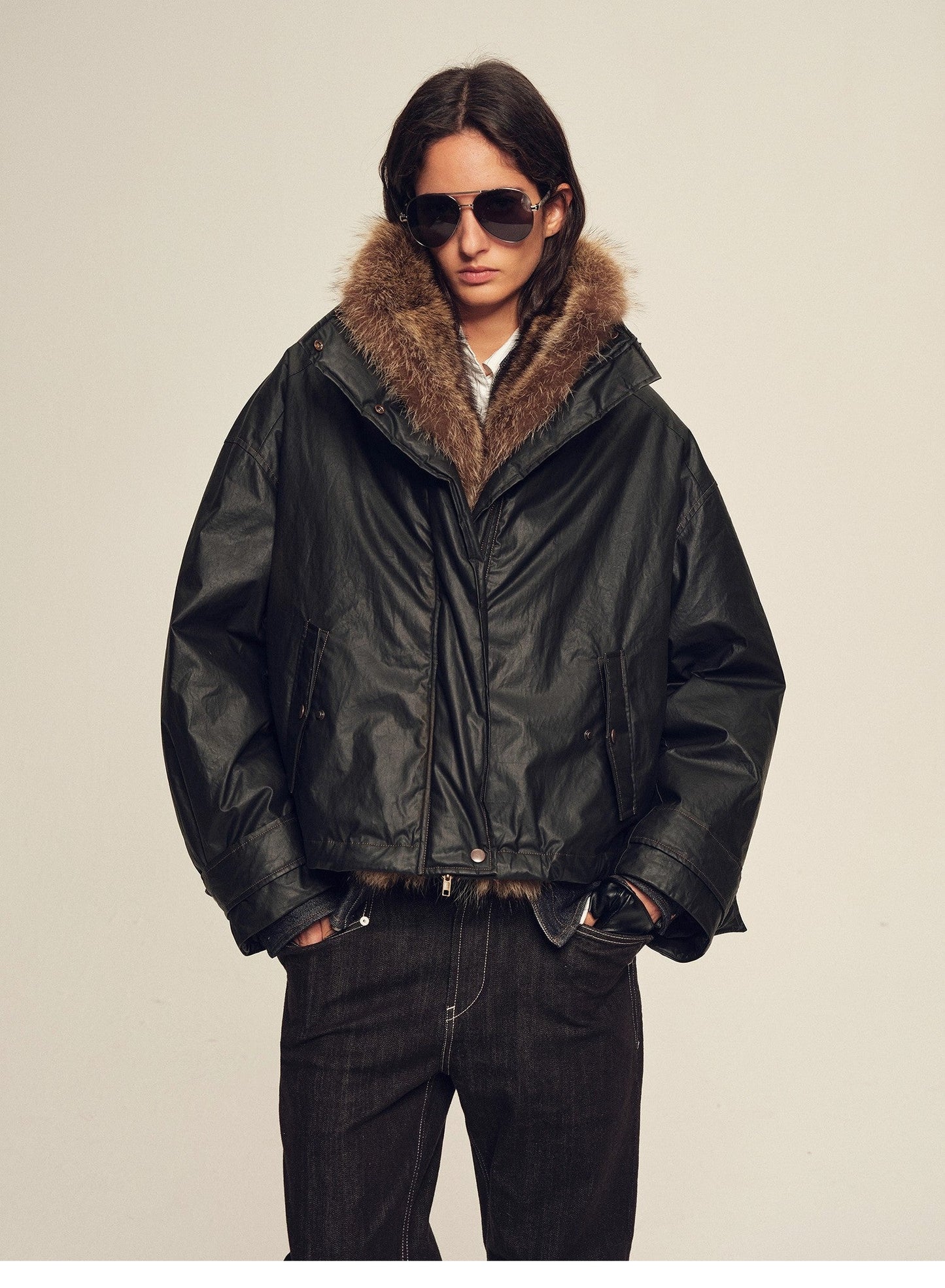 Firelady Fur Women's Down Fur Parka Coyote and Raccoon Fur Collar-“The Long Night Is Coming”