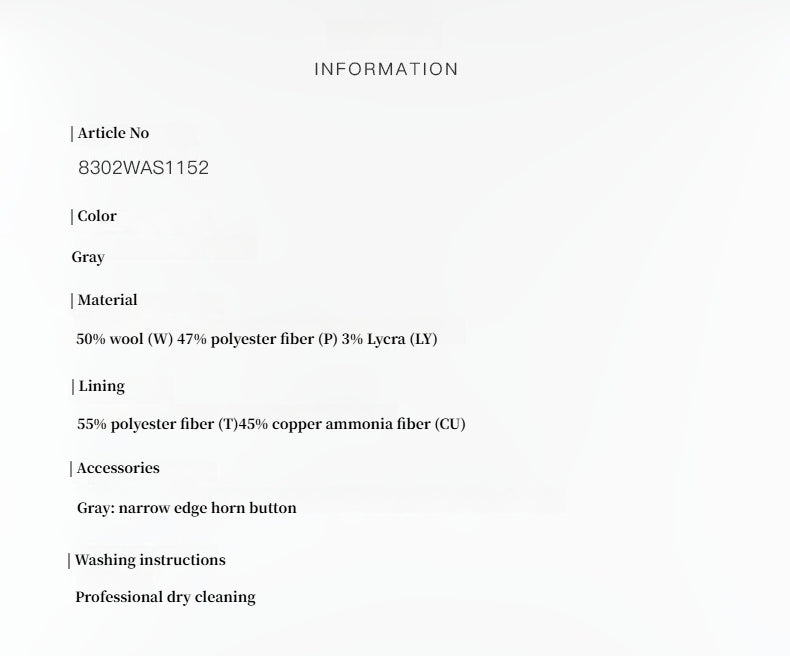 Heavy Fine Twill Worsted Wool, Asymmetrical Collar Design, Two-Button Suit