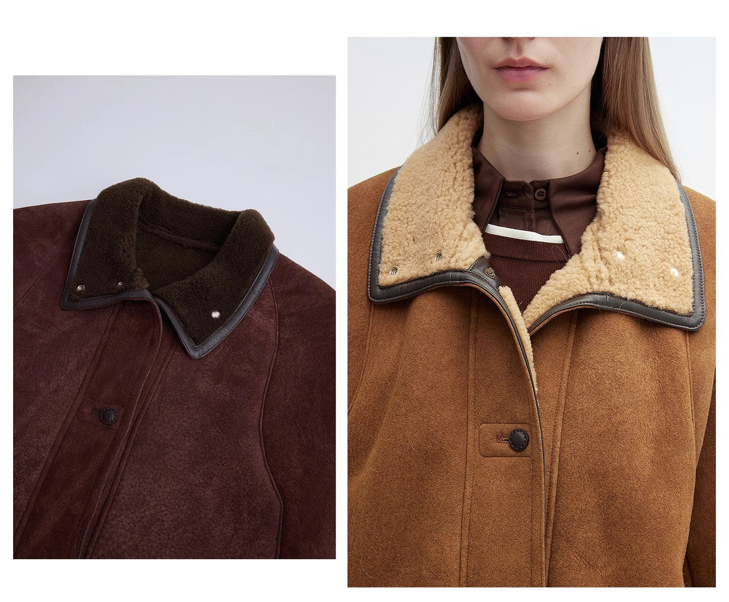 "Knight's Contract" Merino Wool Sheepskin Coat With Fur-Faced Stand-Up Collar