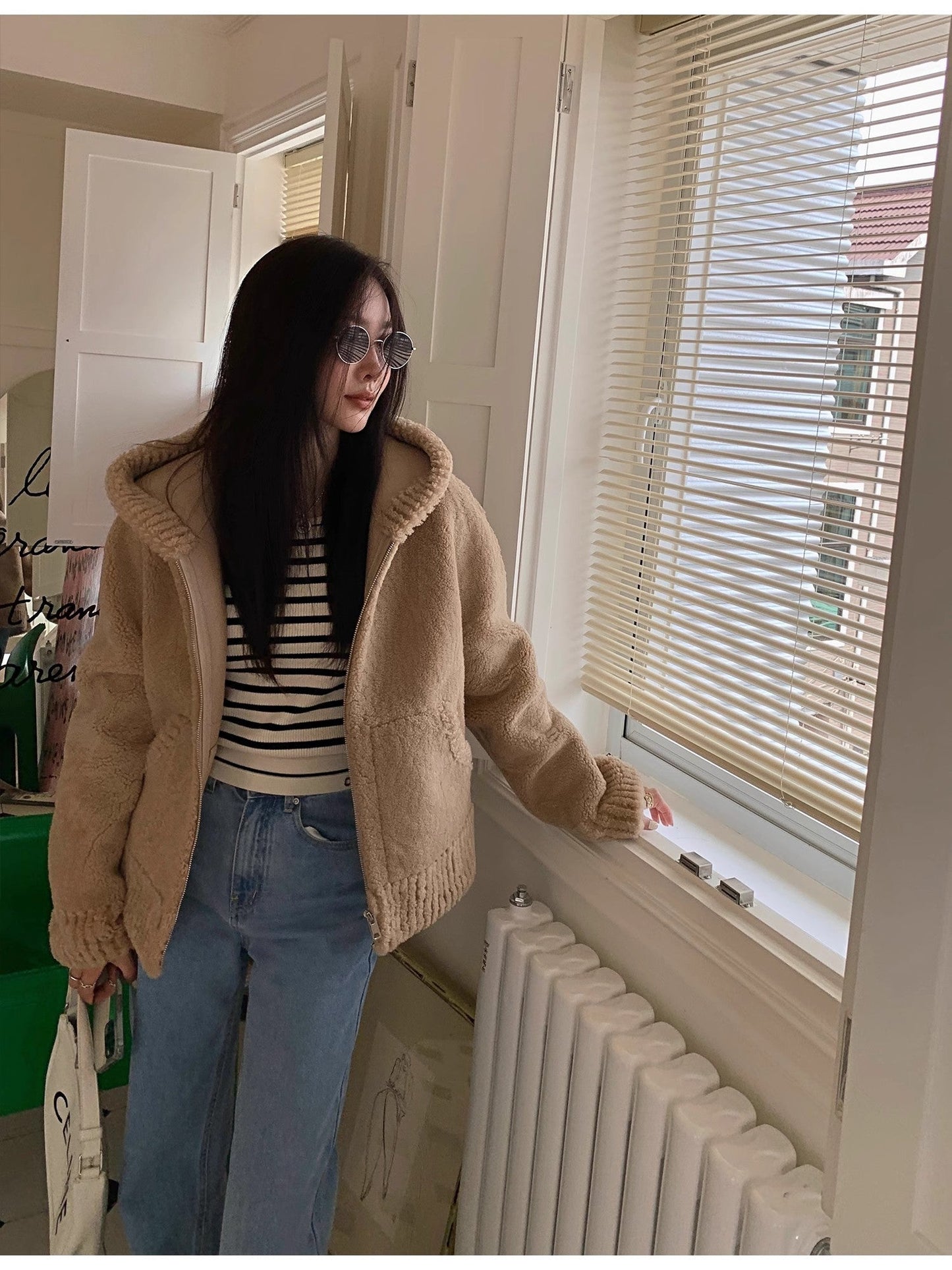 Fireladyfur Women's Hooded Merino Sheepskin Jacket“Bad Boy”